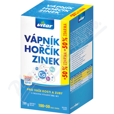 Vitar Vápník+hořčík+zinek+vit.D3+K1 tbl.100+50