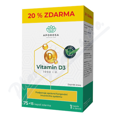 APOROSA Vitamin D3 1000I.U. cps.75+15
