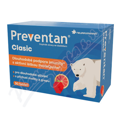 Preventan Clasic s příchutí maliny a grepu tbl.90
