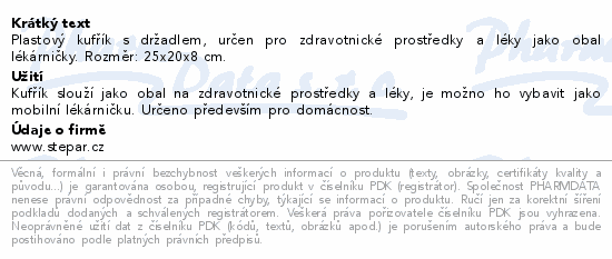 Lékárnička kufřík plastový bílý prázdný s křížem