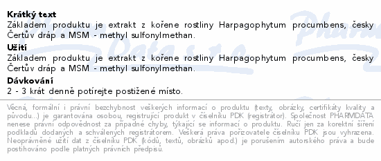 Edenpharma Čertův dráp+MSM gel 300+50g ZDARMA