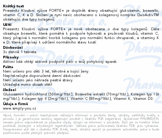 Priessnitz Kloubní výž.Forte Glukos.+Kolag. 180+90