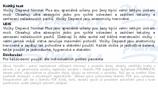 Depend Pads Normal plus inkont.vložky ženy 12ks