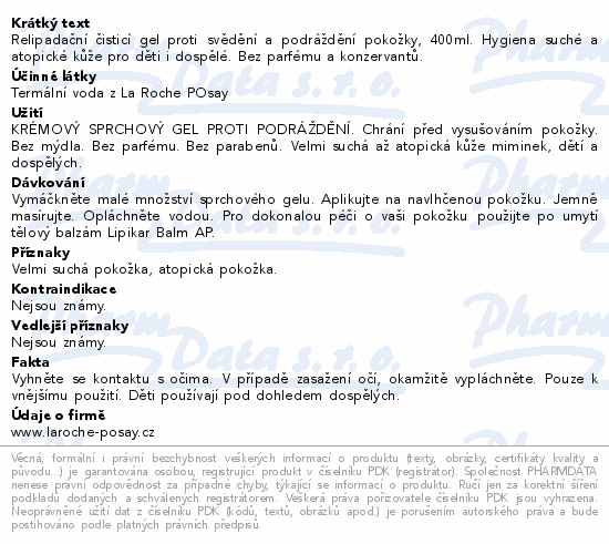 LA ROCHE-POSAY LIPIKAR Syndet AP+ mycí gel 400ml