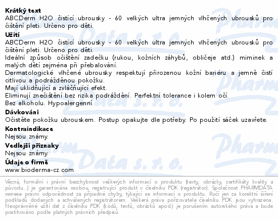 BIODERMA ABCDerm H2O Micelární ubrousky 60ks