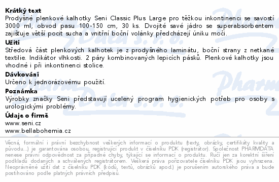 Seni Classic Plus inkon.plen.kalhotky L 30ks