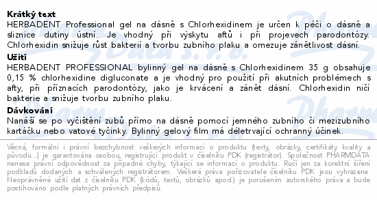 HERBADENT PROFES.bylin.gel na dásně s chlorhex.25g