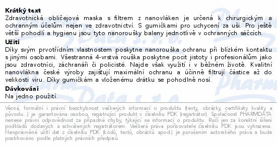 NANO FIBER MASK B ústenka s gumičkami 20ks