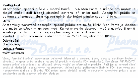 TENA Men Pants Plus Blue M ink.kalh.9ks 772513