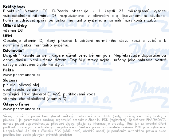 Bioaktivní Vitamin D3 D-Pearls 25mcg cps.80