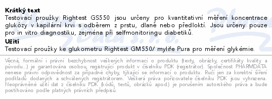 Rightest GS550 proužky diagnostické 50ks