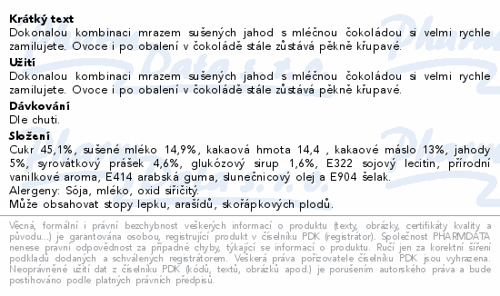 Allnature Jahody sušené mrazem v mléčné čoko 100g