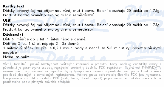 Megafyt Dětský čaj Malina a jahůdka BIO 20x1.75g