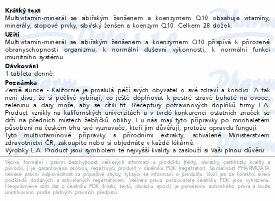 Multivitamin-minerál se ženšenem+koenz.Q10 tbl.100